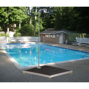 Wayime 33 * 30" Plastic Wood with Stainless Steel Frame Dark Grey Base Make Outdoor Shower Movable & Install Outdoor Shower Without Call Plumber CB-023