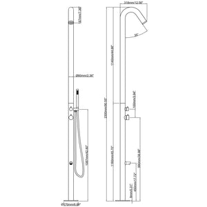 Wayime 91" Separable&Composable Free-Standing Brushed Stainless Steel 304 Spary Outdoor Shower with DOE Certificate CB-017
