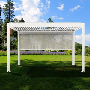 Bon Pergola Motorized Aluminum 13'x19' Villa Pergola with Wind Screen - White - VP-DIY-6425 - Vital Hydrotherapy