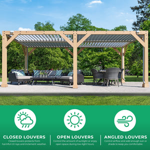 Yardistry 10' x 20' Meridian Wooden Louvered Pergola YM11836COM