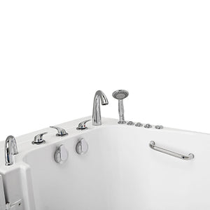 Ella Wheelchair Transfer 36"x55" Acrylic Hydro Massage Walk-In Bathtub Cast acrylic high gloss finish, fiberglass gel-coat reinforced with 5 Piece Fast-Fill Faucet and stainless steel grab bars