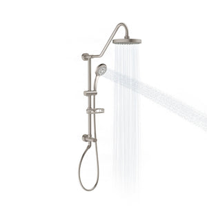 PULSE ShowerSpas Shower System - Kauai III Shower System 1011-1.8GPM - with 8" Rain showerhead with soft tips, Five-function hand shower with 59" double-interlocking stainless steel hose, Brass slide bar, soap dish, diverter, and shower arm - Brushed Nickel - Vital Hydrotherapy