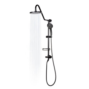 PULSE ShowerSpas Shower System - Kauai III Shower System - 8" Rain showerhead with soft tips, Five-function hand shower with 59" double-interlocking stainless steel hose, Brass slide bar, soap dish, diverter, and shower arm - Matte black - 1011-III - Vital Hydrotherapy