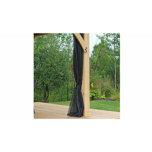 10' X 10' Meridian Gazebo Mosquito Mesh Kit Black Full-length Panels Post Mounted Ties in Corner to Hold Mesh Back - Vital Hydrotherapy