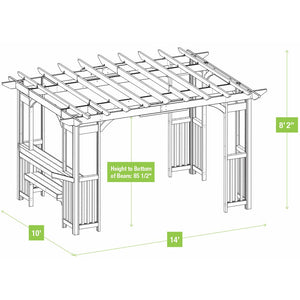 Yardistry 10' x 14' Madison Pergola YM11783 Dimension Drawing - Vital Hydrotherapy