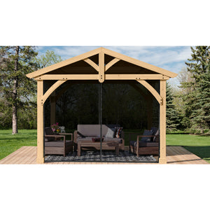 Yardistry 11' x 13' Carolina Pavilion Mosquito Mesh Kit YM11780COM - Easy-glide Tracks for Opening and Closing the Mesh - Post Mounted Ties - Full-length Zippers - Vital Hydrotherapy