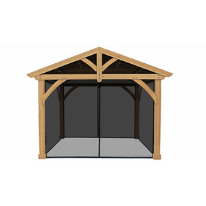 Yardistry 11' x 13' Carolina Pavilion Mosquito Mesh Kit YM11780COM - Easy-glide Tracks for Opening and Closing the Mesh - Post Mounted Ties - Full-length Zippers - Vital Hydrotherapy
