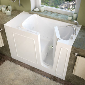 Meditub 26 x 53 Walk-In Bathtub - High-grade marine fiberglass with triple gel coating - White Finish - Inward swinging door - with 6 in. Threshold & 17 in. Seat Height, Built-in grab bar - Right Drain - Air Whirlpool Jetted - Lifestyle - 2653 - Vital Hydrotherapy