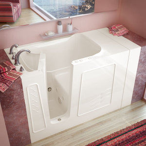Meditub 30 x 53 Walk-In Bathtub - High-grade marine fiberglass with triple gel coating - Biscuit finish and color matching trim - Inward swinging door - Left side drain - with 6 in. Threshold & 17 in. Seat Height, built-in grab bar - Whirlpool Jetted - Lifestyle - 3053 - Vital Hydrotherapy