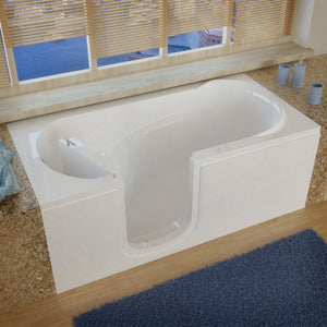 Meditub 30 x 60 White Step-In Bathtub - High-grade marine fiberglass with acrylic coating - White Finish and color matching trim - Inward swinging door - Left side drain - with 7 in. Threshold, built-in grab bar - Soaking - Lifestyle - 3060SI - Vital Hydrotherapy