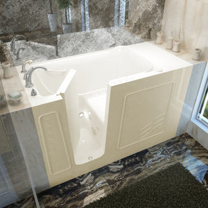 Meditub 30 x 60 Walk-In Bathtub - High-grade marine fiberglass with triple gel coating - Biscuit finish - Inward swinging door - Left side drain - with 5.5 in. Threshold & 17 in. Seat Height, built-in grab bar - Air Whirlpool Jetted - Lifestyle -3060WI - Vital Hydrotherapy