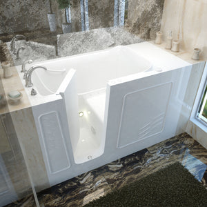 Meditub 30 x 60 Walk-In Bathtub - High-grade marine fiberglass with triple gel coating - White finish - Inward swinging door - Left side drain - with 5.5 in. Threshold & 17 in. Seat Height, built-in grab bar - Air Jetted - Lifestyle -3060WI - Vital Hydrotherapy