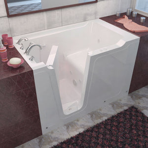 Meditub 36 x 60 White Walk-In Bathtub - High-grade marine fiberglass with triple gel coating - Left Door - with 6.5 in. Threshold & 17.5 in. Seat Height, built-in grab - Whirlpool Jetted - Lifestyle - 3660 - Vital Hydrotherapy