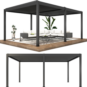 Bon Pergola Motorized Aluminum 13'x19' Villa Pergola - Black - Lifestyle - VP-DIY-6425 - Vital Hydrotherapy
