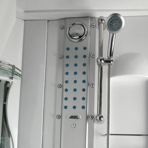 Mesa 609P Steam Shower with adjustable handheld showerhead and storage rack