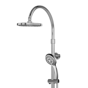PULSE ShowerSpas Shower System - Riviera Shower System - with 8 inch rain showerhead with soft tips, Five-function hand shower with 59 inch double-interlocking stainless steel hose - Polished Chrome - 7001 - Vital Hydrotherapy