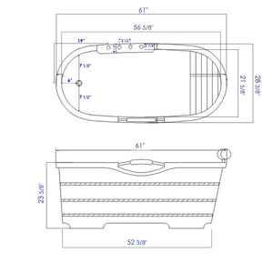 ALFI AB1136 61" Free Standing Cedar Wooden Bathtub dimension drawing