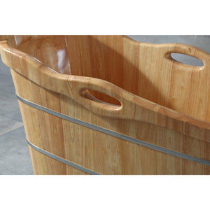 ALFI AB1187 57" Free Standing Rubber Wooden Soaking Bathtub - three electroplated iron wraps