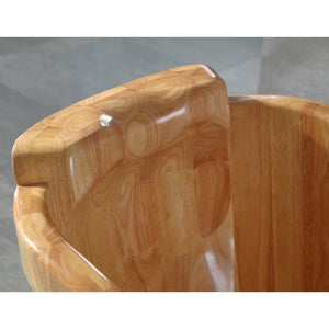 ALFI AB1187 57" Free Standing Rubber Wooden Soaking Bathtub with headrest close up view