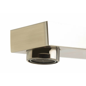 ALFI AB2322 3 Hole Deck Mounted Tub Filler with Hand Held bushed nickel solid brass construction - Spout close up view in a white background