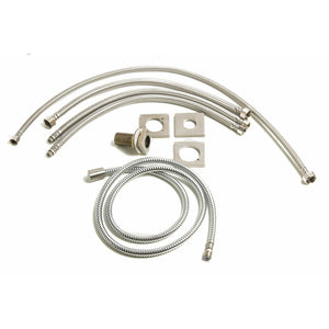 ALFI AB2322 3 Hole Deck Mounted Tub Filler with Hand Held bushed nickel solid brass construction in a white background