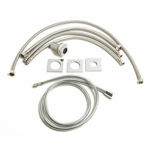 ALFI AB2322 3 Hole Deck Mounted Tub Filler with Hand Held Polished Chrome solid brass construction in a white background