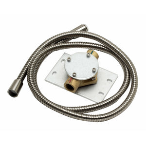 ALFI AB2534 check valve and shower tube brushed nickel in a white background