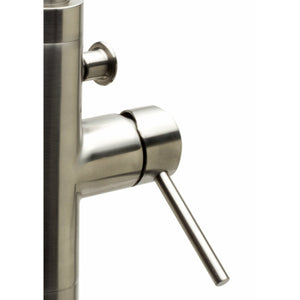 ALFI AB2534 Single Lever Floor Mounted Tub Filler Solid brass construction brushed nickel in a white background