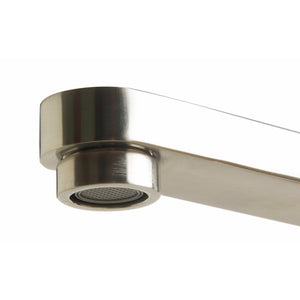 ALFI AB2703 Deck Mounted Tub Filler Spout solid brass construction brushed nickel in a white background