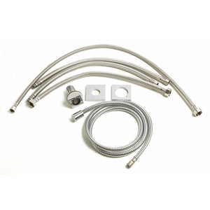 ALFI AB2703 shower tube and male connector and plate cover polished chrome in a white background