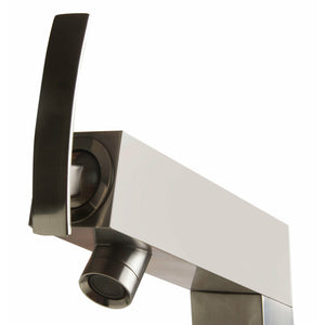 ALFI AB2728 Floor Mounted Tub Filler + Mixer brushed nickel in a white background front view