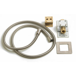 ALFI AB2728 ALFI AB2728 Floor Mounted Tub Filler + Mixer with shower tube brushed nickel in a white background