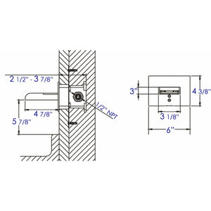 ALFI AB5901 Waterfall Tub Filler dimension drawing