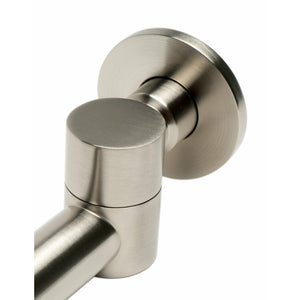 ALFI AB6601 Round Foldable Tub Spout brushed nickel with decorative round plate cover in a white background