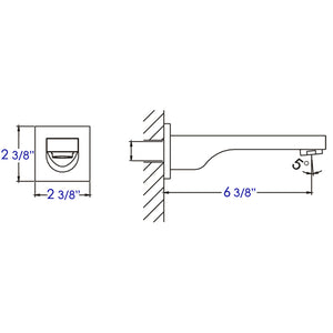 ALFI AB9201 Wall mounted Tub Filler Bathroom Spout dimension drawing