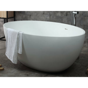ALFI AB9941 67" White Oval Solid Surface Smooth Resin Soaking Bathtub, 1 person