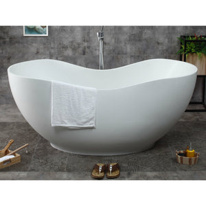 ALFI AB9949 66" White Solid Surface Smooth Resin with a matte finish Soaking Bathtub in the bathroom