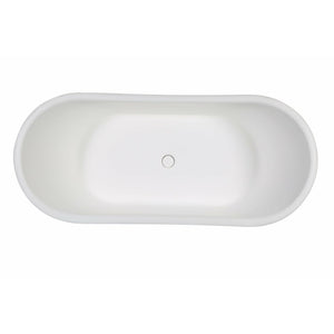 ALFI AB9950 67" White Matte Pedestal Solid Surface Resin with matte matching pop-up drain Bathtub in a white background top view