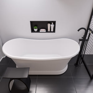 ALFI AB9950 67" White Matte Pedestal Solid Surface Resin Bathtub in the bathroom