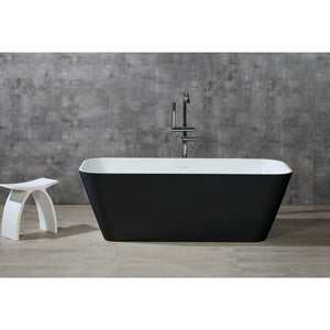 ALFI brand 67" Black & White Matte Rectangular Solid Surface Resin Soaking Bathtub with Smooth Resin Composite Material with a Matte White Finish Inside and a Matte Black Painted Finish on the Outside AB9952BM - Vital Hydrotherapy