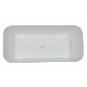ALFI brand 67" Black & White Matte Rectangular Solid Surface Resin Soaking Bathtub with Smooth Resin Composite Material with a Matte White Finish Inside and a Matte Black Painted Finish on the Outside AB9952BM - Top View - Vital Hydrotherapy