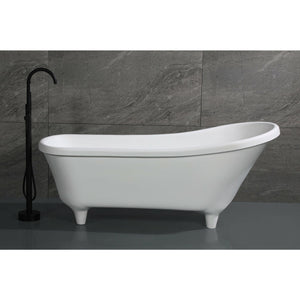 ALFI AB9960 67" White Matte Clawfoot Solid Surface Resin Bathtub with a matte finish in the bathroom