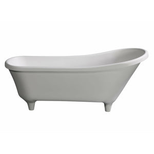 ALFI AB9960 67" White Matte Clawfoot Solid Surface Resin Bathtub with a matte finish in a white background