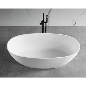 ALFI 59-Inch Oval White Solid Surface Freestanding Resin Soaking Bathtub with Built-in overflow AB9975 - Smooth Resin Composite Material With a Matte Finish - Lifestyle - Vital Hydrotherapy