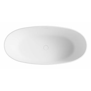 ALFI 59-Inch Oval White Solid Surface Freestanding Resin Soaking Bathtub with Built-in overflow AB9975 - Smooth Resin Composite Material With a Matte Finish - Vital Hydrotherapy