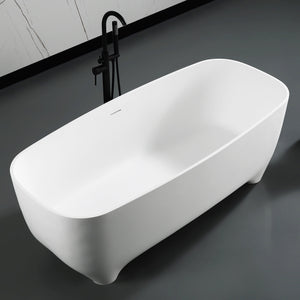 ALFI AB9980 67" White Matte Solid Surface Resin Bathtub in the bathroom top view