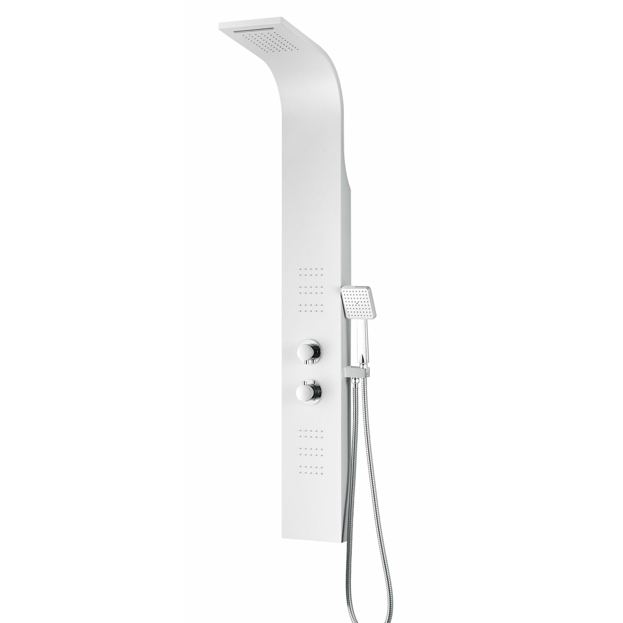 Anzzi Arena Series 60 Inch Full Body Shower Panel with Fixed Crested Heavy Rain Shower Head, Two Shower Control Knobs, Two Acu-stream Vector Massage Body Jet Sets and Euro-grip Hand Sprayer SP-AZ055 - Vital Hydrotherapy
