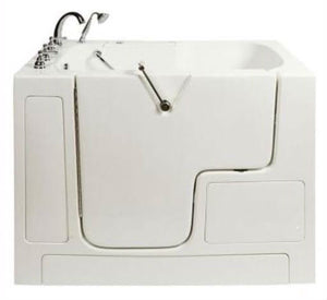 Avora Bath 32" x 52" Wheelchair Transfer Walk-In Tub white with left outward swing door - air and vibration jets - 5 piece roman faucet set - hand shower with pull out hose - Vital Hydrotherapy
