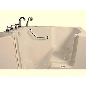 Avora bath 32" x 52" wheelchair transfer walk-in tub biscuit with left outward swing door - air massage with microbubbles - 5 piece roman faucet set - hand shower with pull out hose - stainless steel grab bar - Vital Hydrotherapy