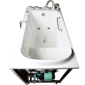 Avora bath 32" x 52" wheelchair transfer walk-in tub white with left outward swing door - hydro massage with microbubbles - 5 piece roman faucet set - hand shower with pull out hose - stainless steel grab bar - Vital Hydrotherapy